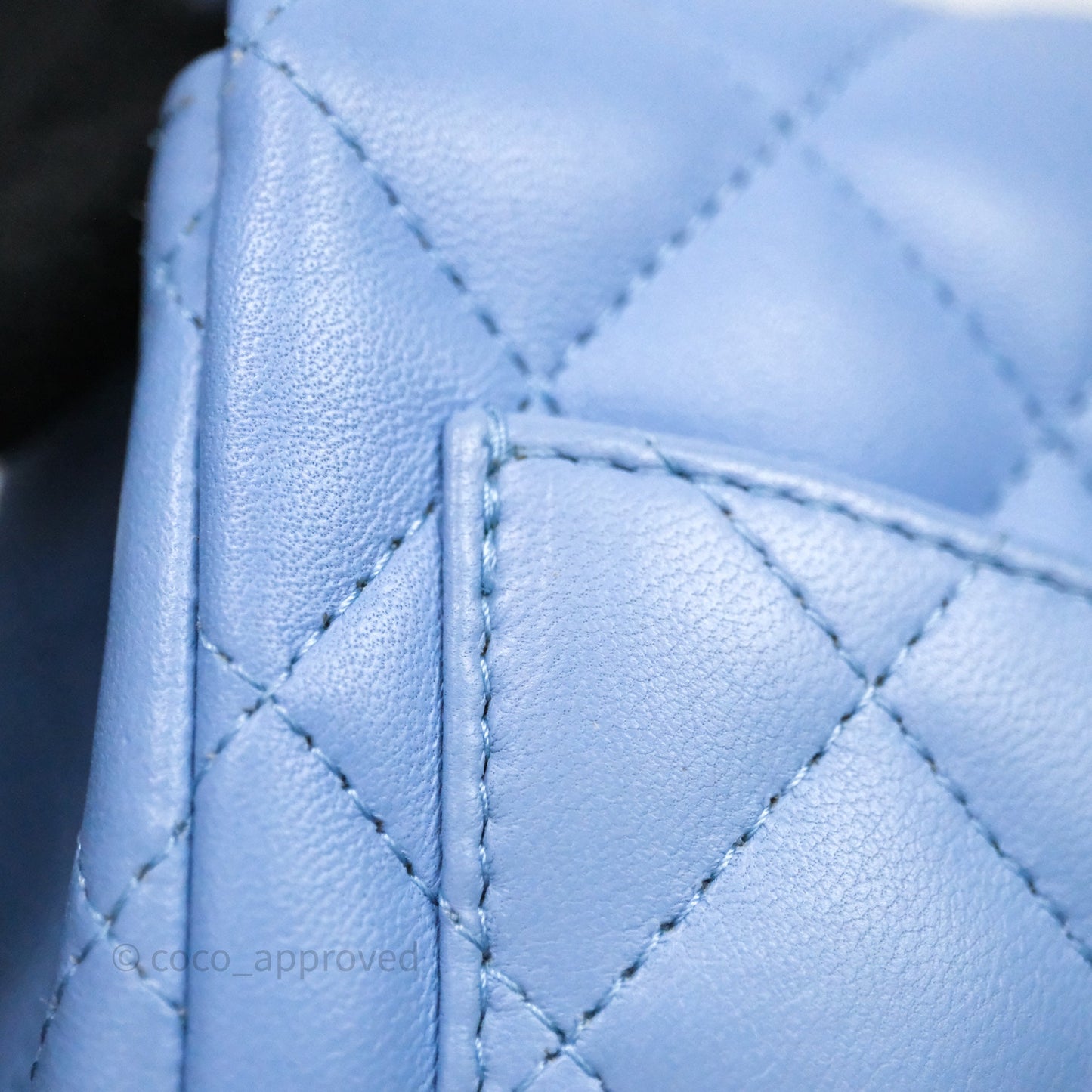 Chanel Mini Square Quilted Sky Blue Lambskin Gold Hardware