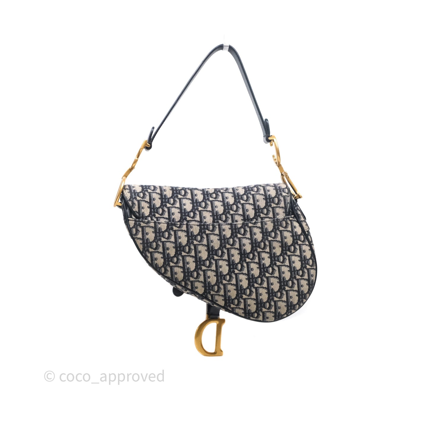 Christian Dior Saddle Bag Navy Dior Oblique Embroidery Gold Hardware