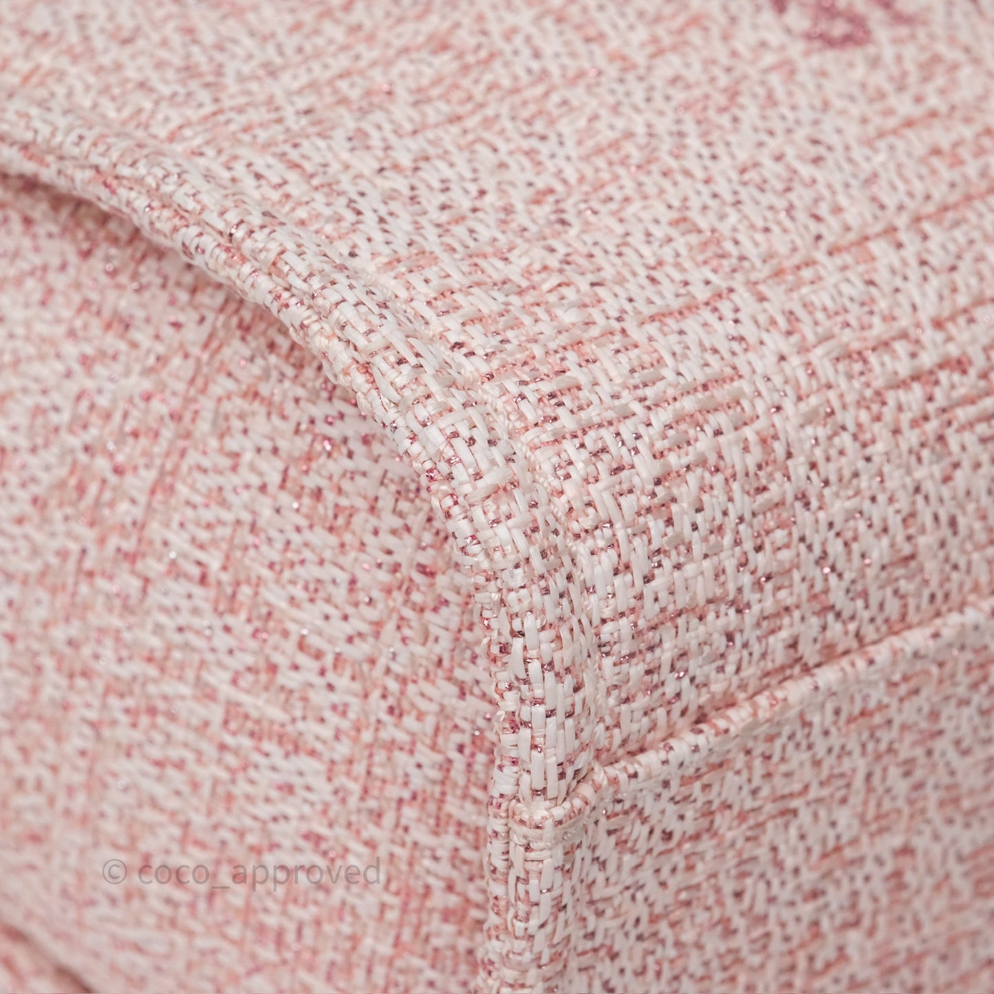 Chanel Medium Deauville Pink Glitter Raffia Gold Hardware