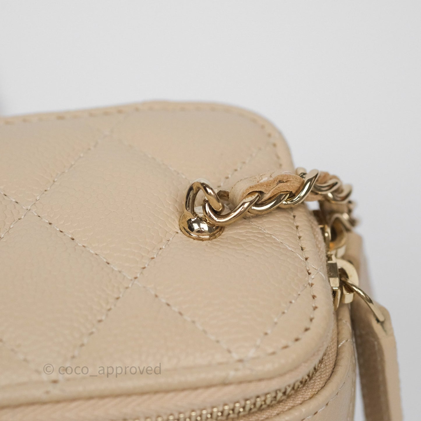 Chanel Mini Vanity With CC Chain Beige Caviar Gold Hardware