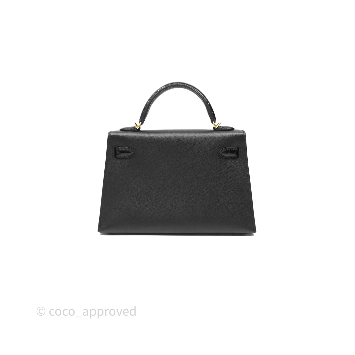 Hermès Mini Kelly II Touch Noir 89 Croc Gold Hardware