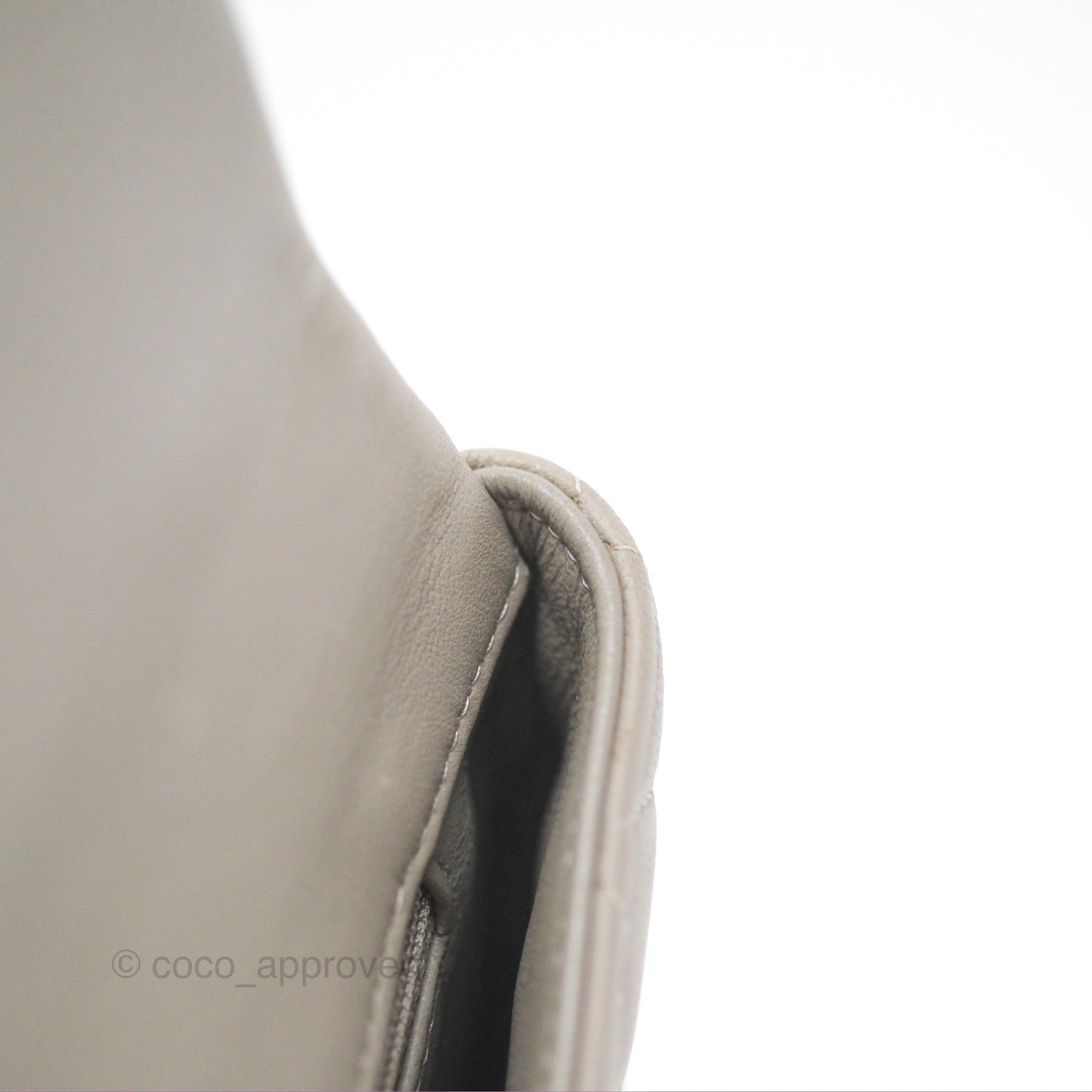 Chanel Classic Flap Clutch Quilted Light Grey Lambskin Silver Hardware