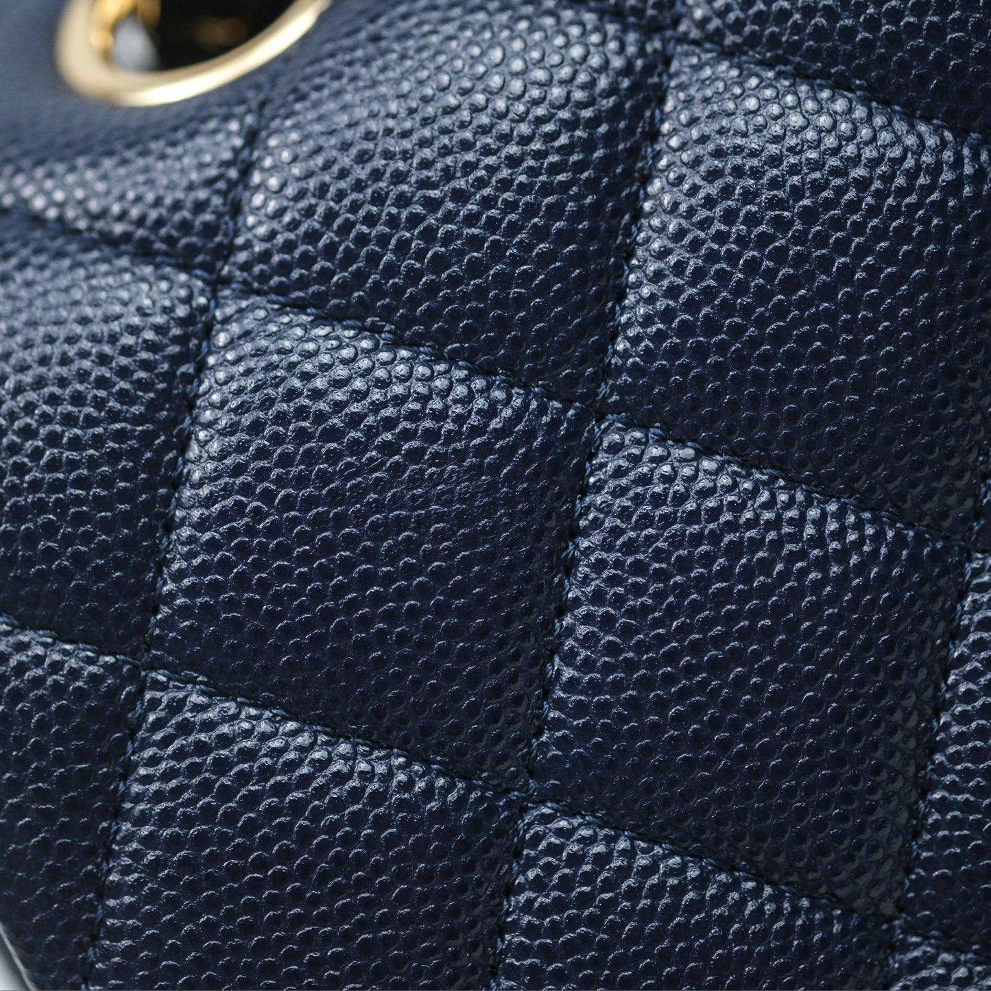Chanel Classic M/L Medium Flap Quilted Navy Caviar Gold Hardware 21S