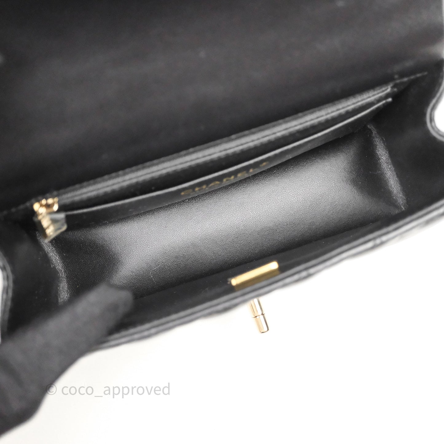 Chanel Top Handle Mini Rectangular Flap Black Lambskin Gold Hardware