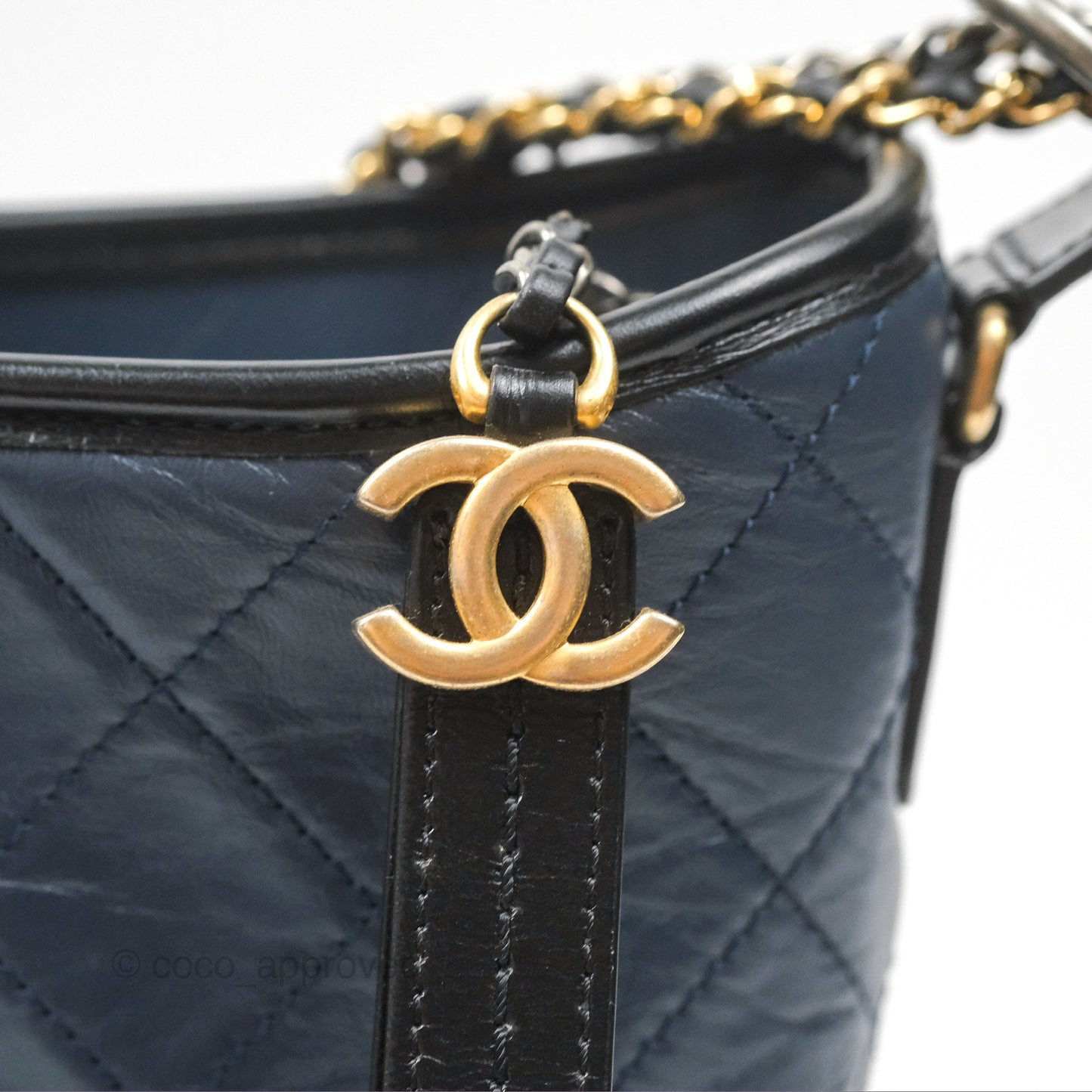 Chanel New Medium Gabrielle Hobo Quilted Navy Black Aged Calfskin