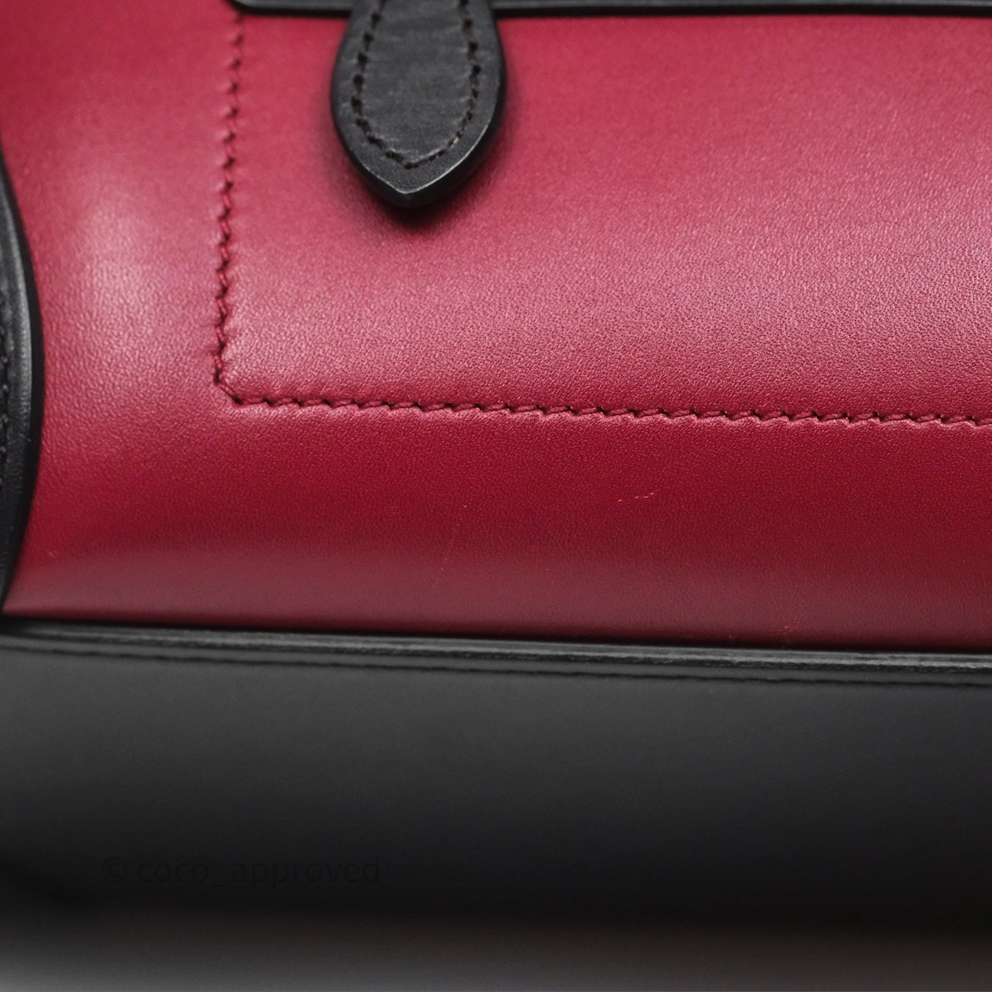 Celine Nano Luggage Satin Calfskin Gold Hardware Red/ Dark Brown