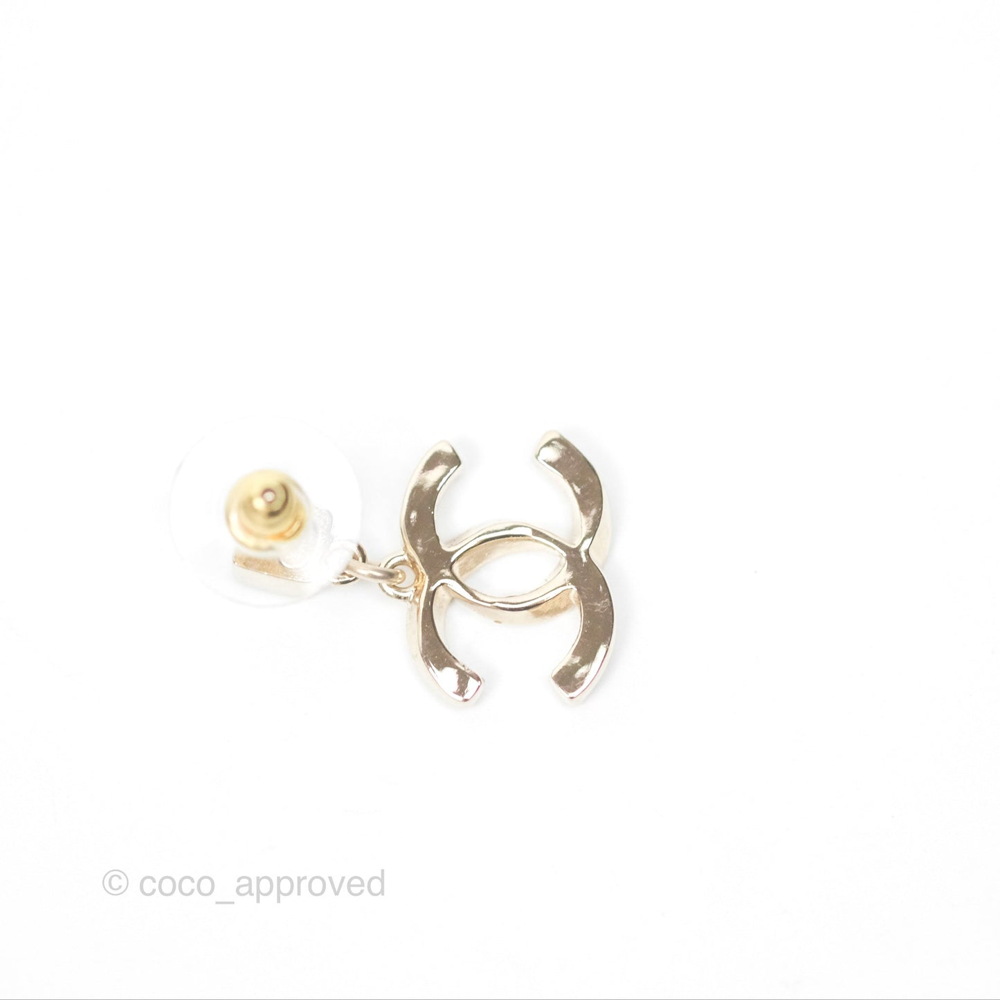 Chanel CC Crystals Drop Earrings Gold Tone 24P