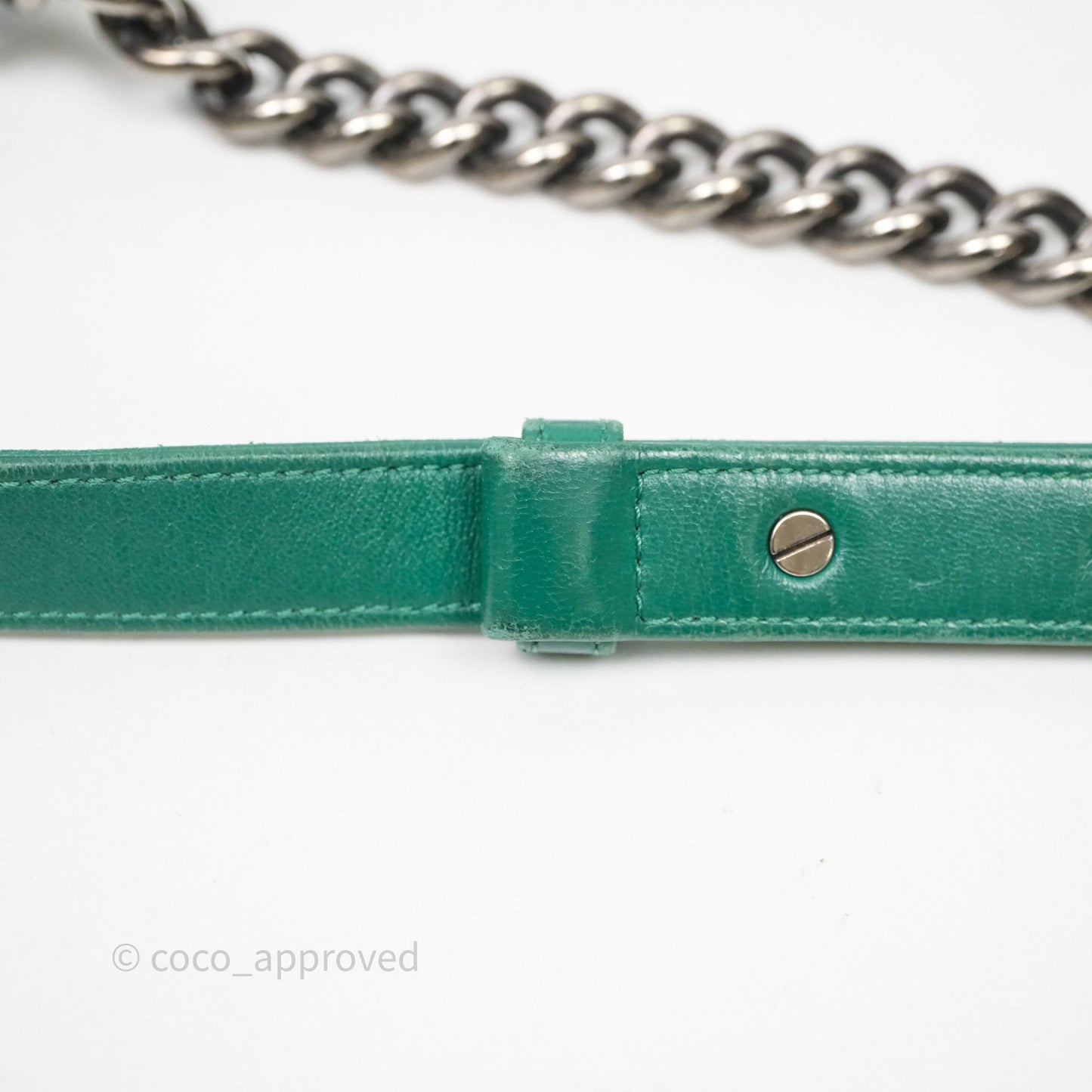 Chanel Medium Boy Quilted Green Lambskin Ruthenium Hardware