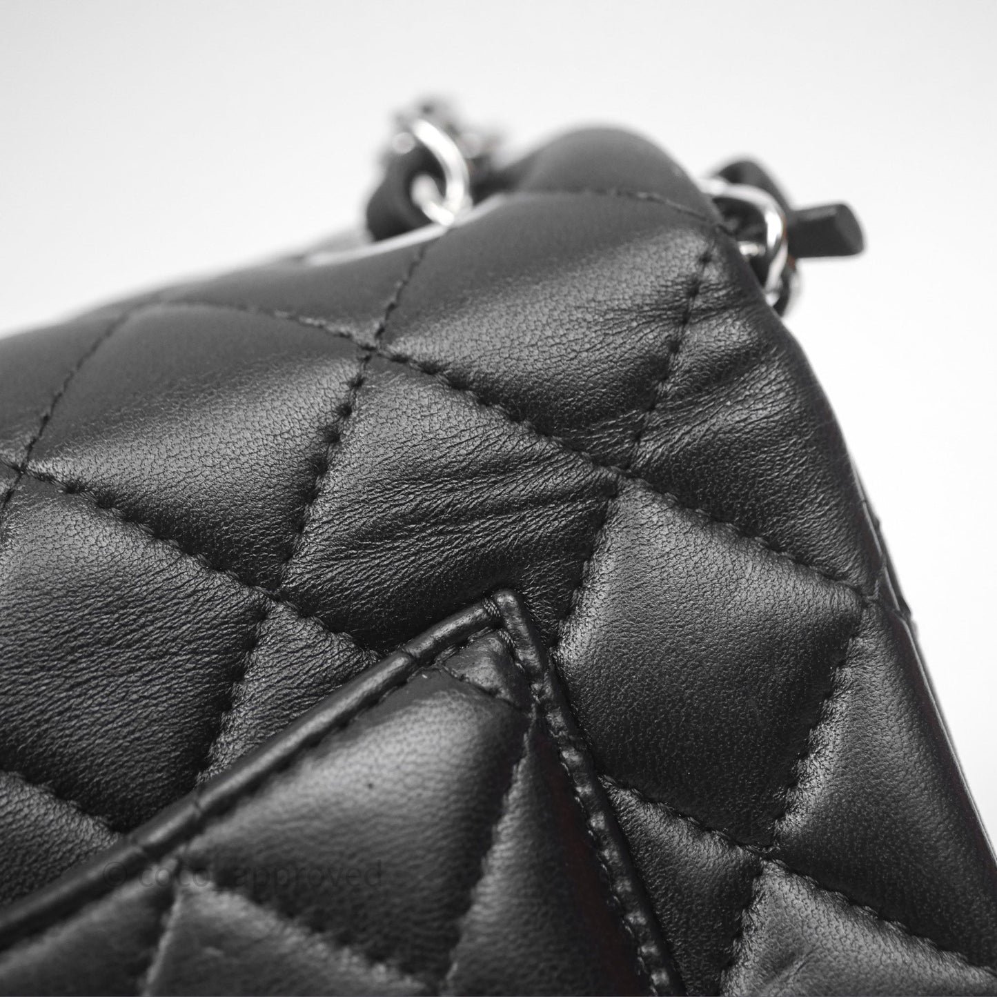 Chanel Quilted Mini Rectangular Flap Black Lambskin Silver Hardware