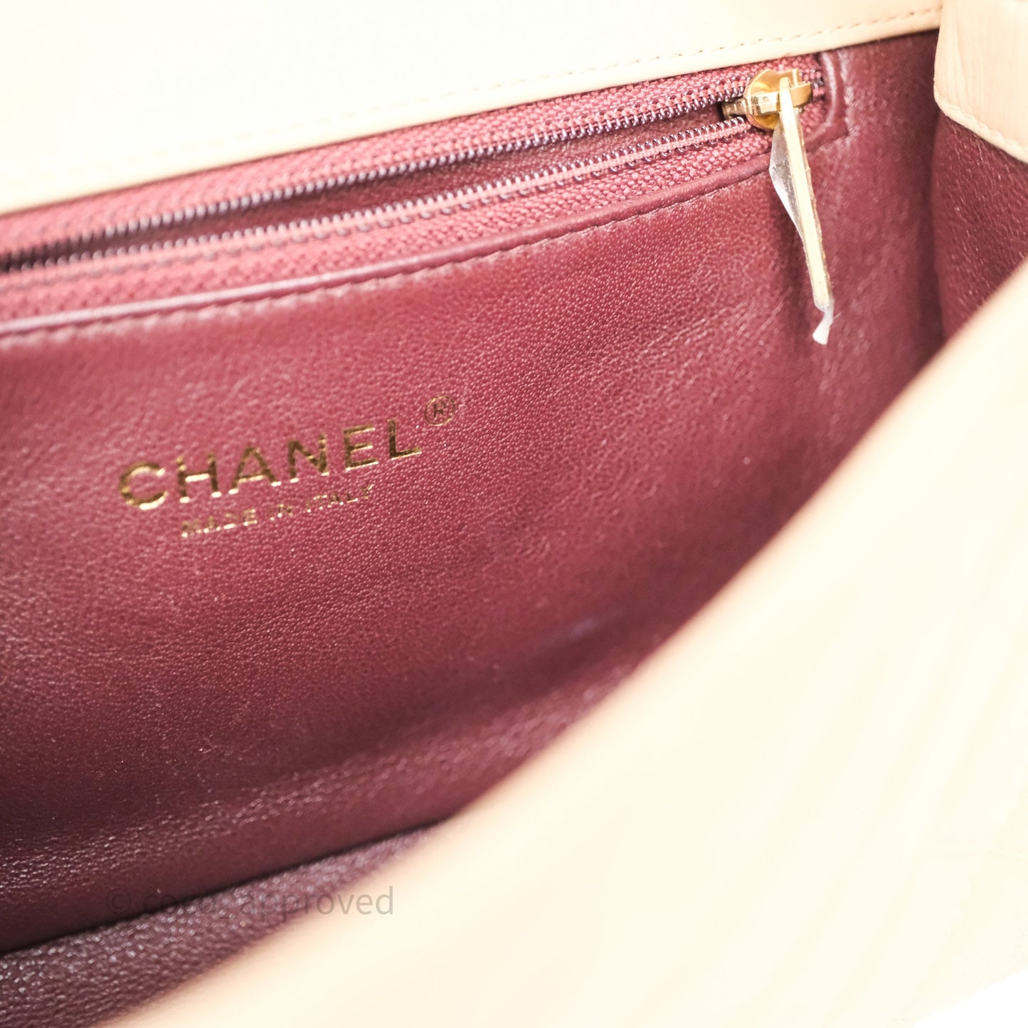 Chanel Small CC Filigree Flap Quilted Beige Black Caviar