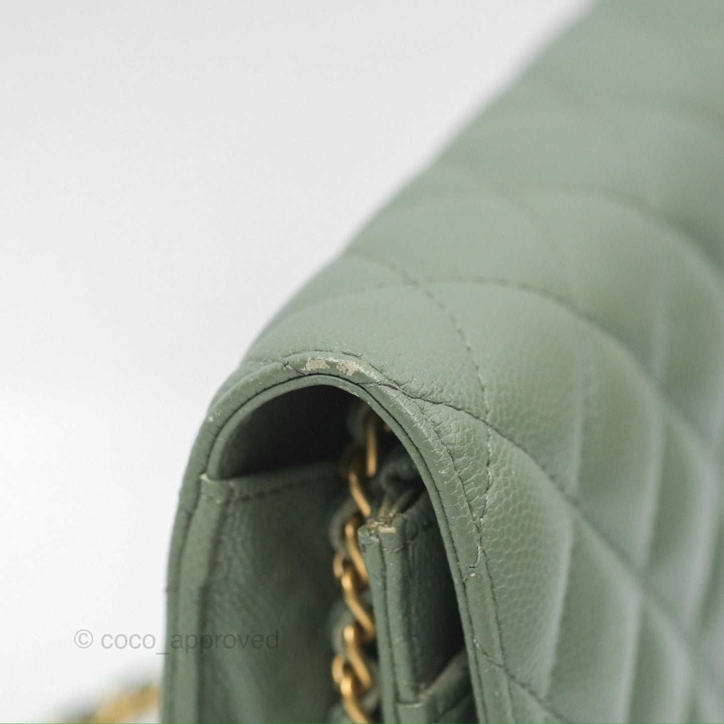 Chanel Classic Quilted Wallet On Chain WOC Glitter Dark Tiffany Green Caviar Aged Gold Hardware