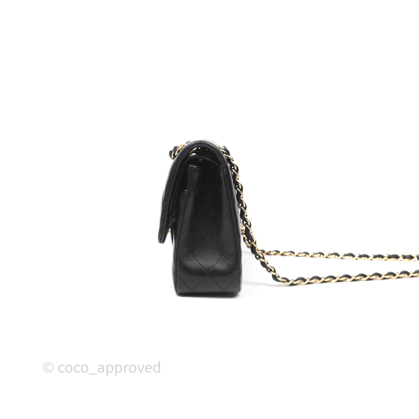 Chanel Classic M/L Medium Flap Quilted Black Lambskin Gold Hardware