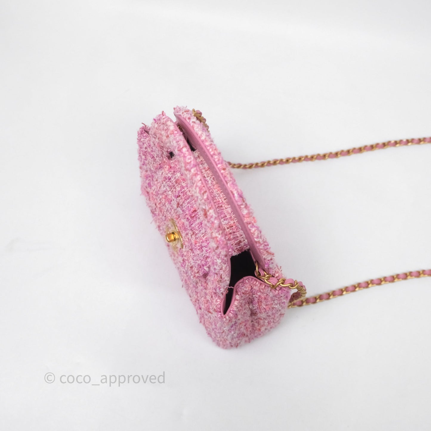 Chanel Kelly Bag Pink Tweed Aged Gold Hardware
