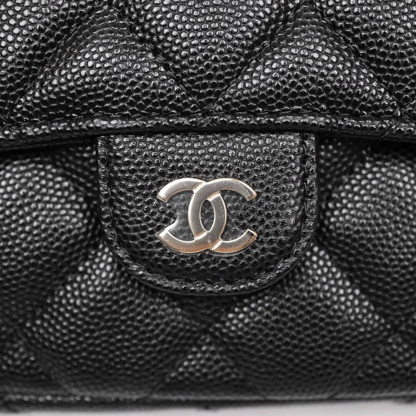 Chanel Classic Flap Phone Holder With Chain Black Caviar Gold Hardware