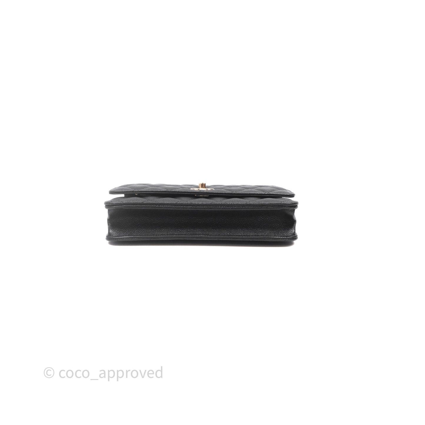 Chanel WOC With Ribbon Chain Black Caviar Gold Hardware