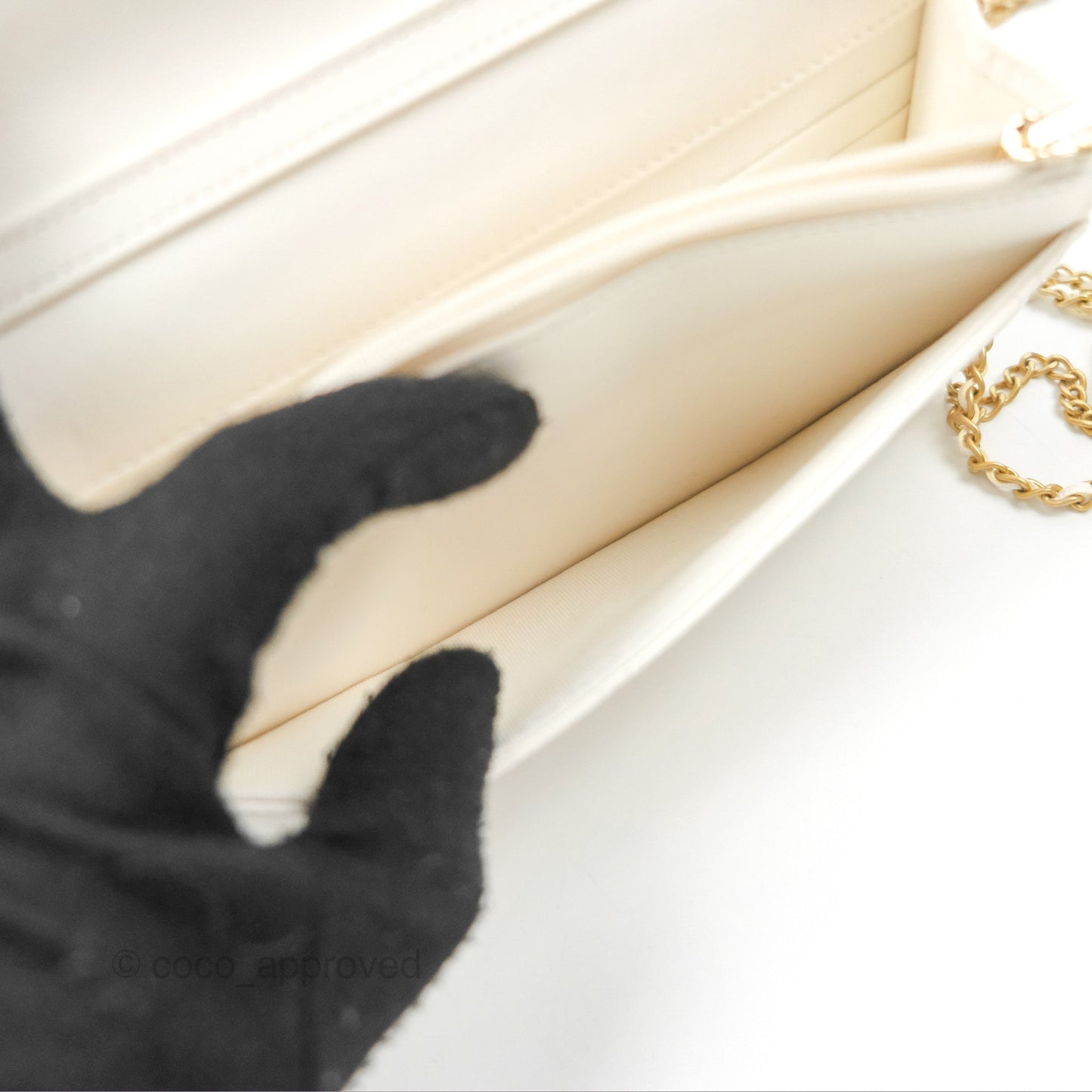 Chanel Quilted WOC White Lambskin Gold Hardware With Charms