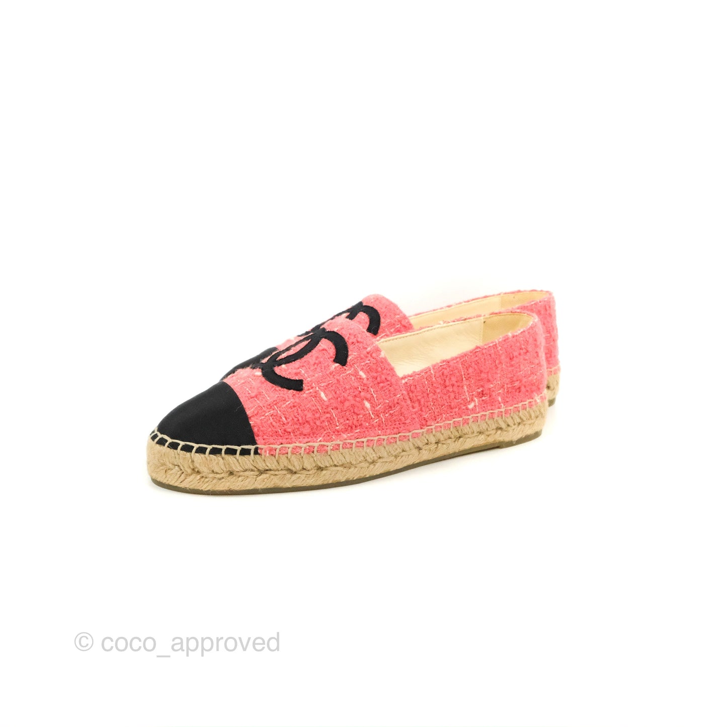 Chanel Espadrille Black Pink Tweed Size 39