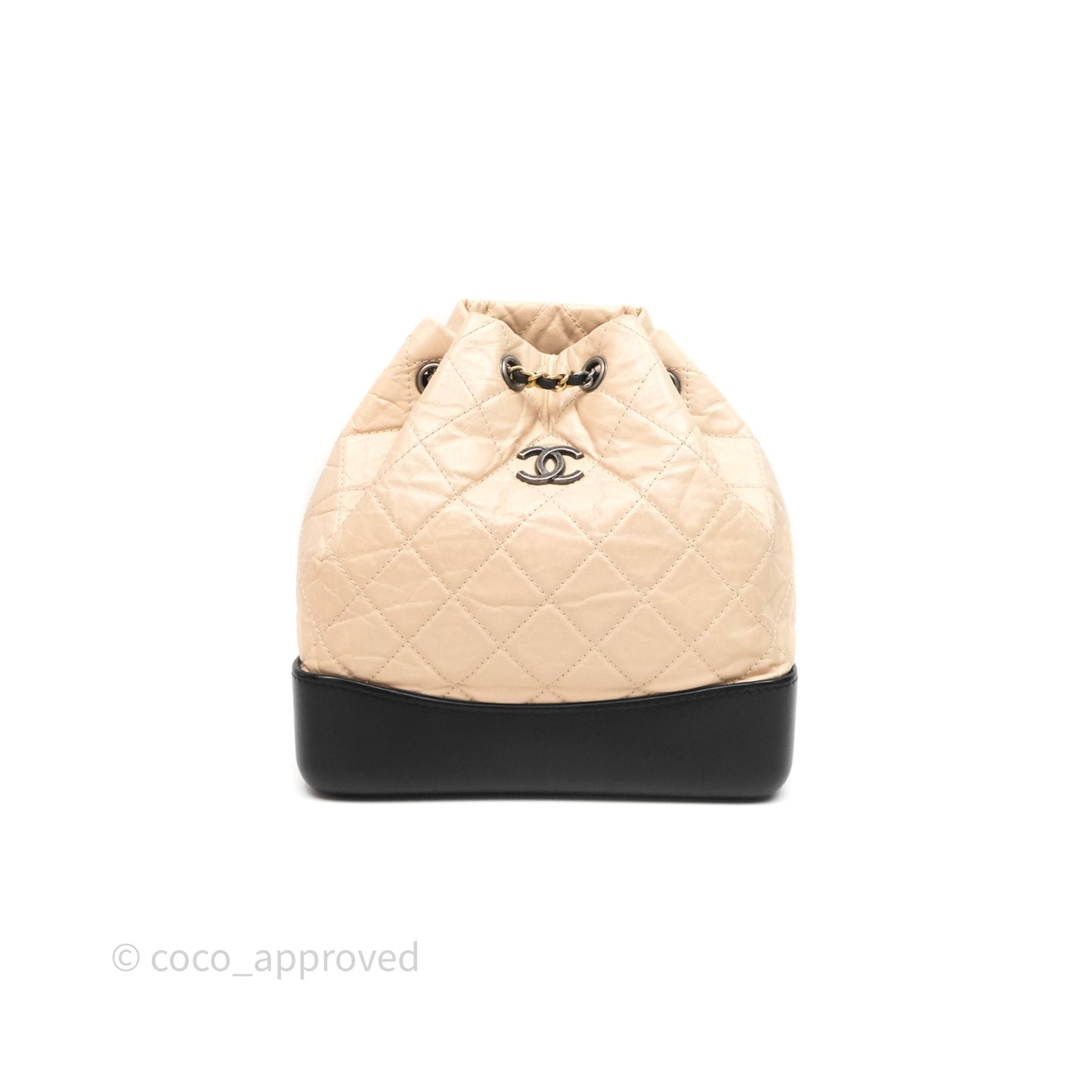 Chanel Quilted Small Gabrielle Backpack Black/Beige Aged Calfskin