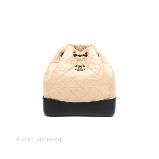 Chanel Quilted Small Gabrielle Backpack Black/Beige Aged Calfskin