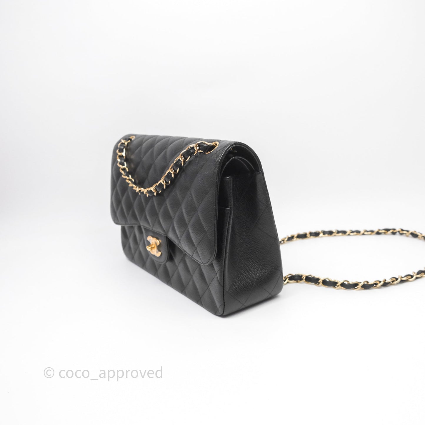Chanel Jumbo Double Flap Black Caviar Gold Hardware⁣⁣