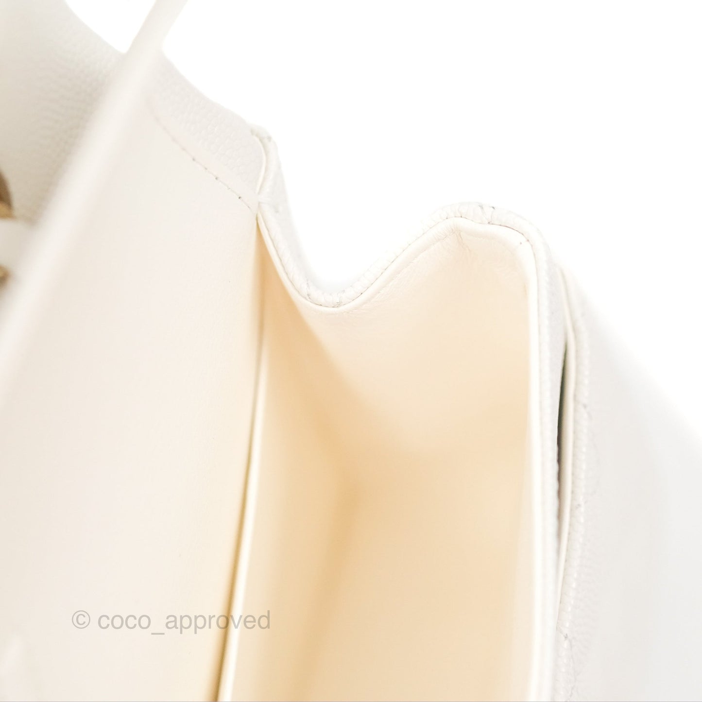 Chanel Classic M/L Medium Flap Quilted White Caviar Gold Hardware