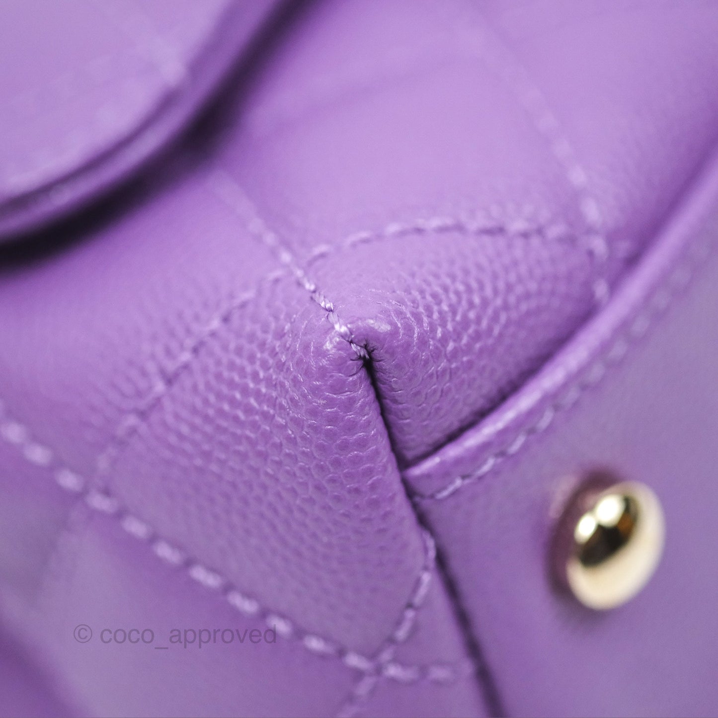 Chanel Quilted Mini Coco Handle Caviar Purple Gold Hardware