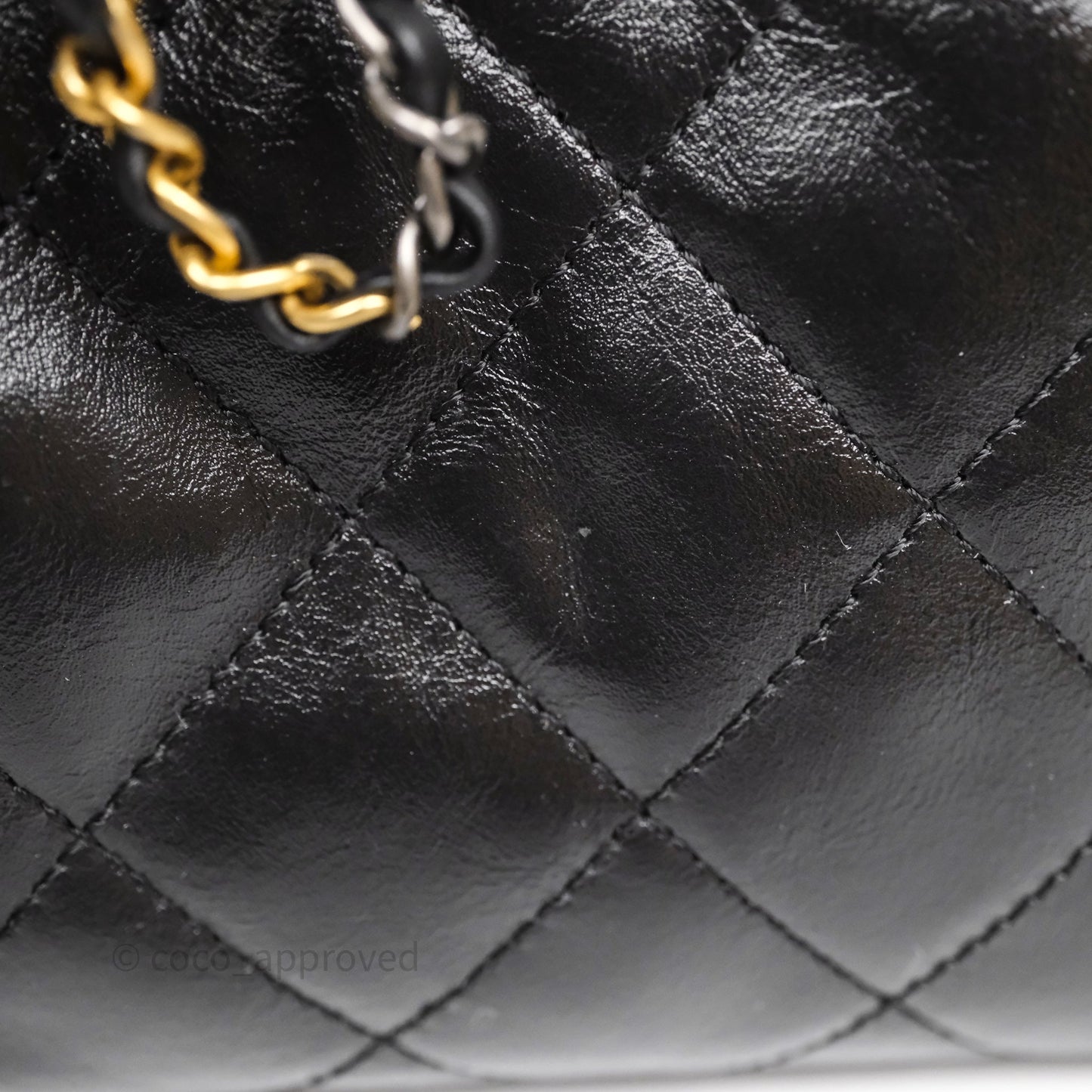 Chanel 25 Mini Black Shiny Crumpled Calfskin Mixed Hardware