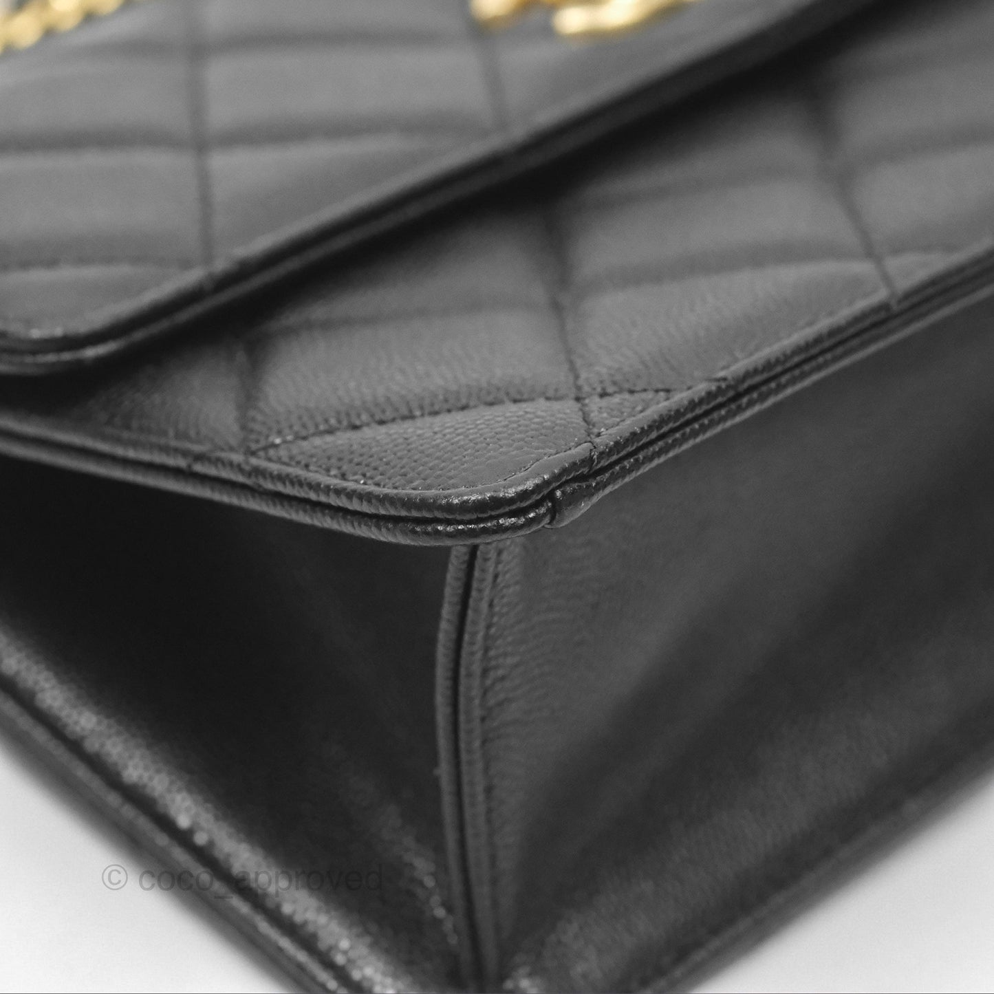Chanel Chain Flap Bag Black Caviar Aged Gold Hardware 23A