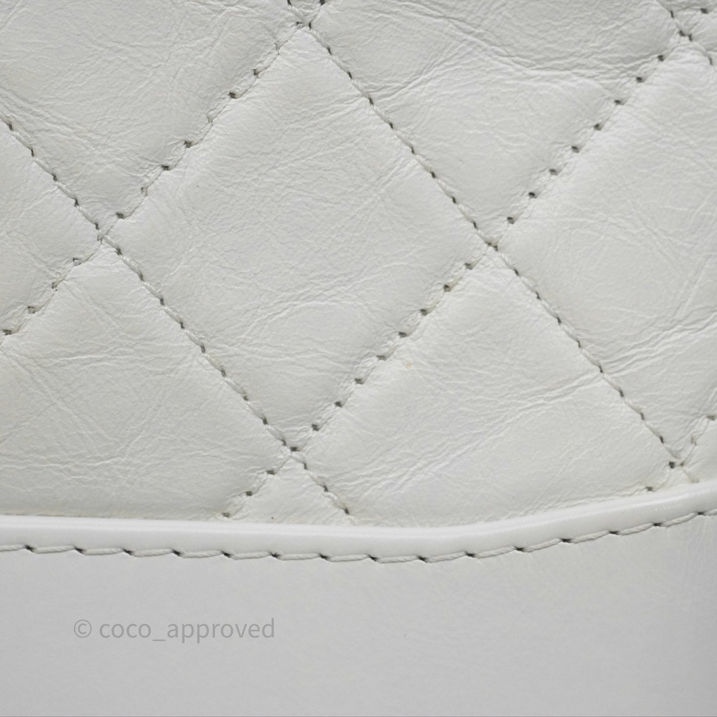Chanel Small Gabrielle Hobo Quilted White Aged Calfskin