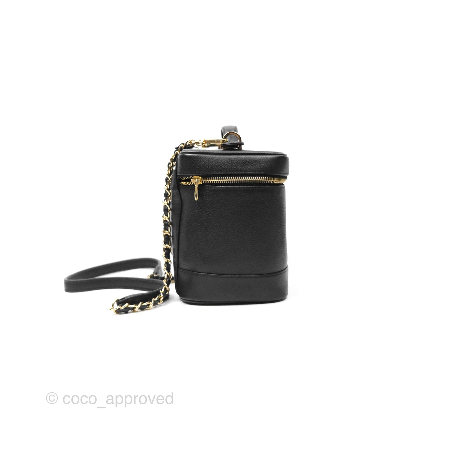 Chanel Vintage Vanity Case Black Caviar Gold Hardware