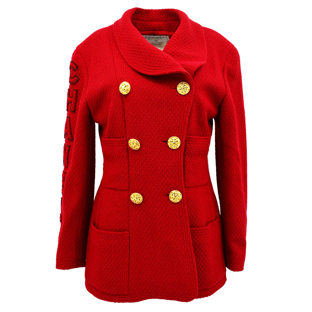 Luxury Chanel Double Breasted Jacket Red 29 #40