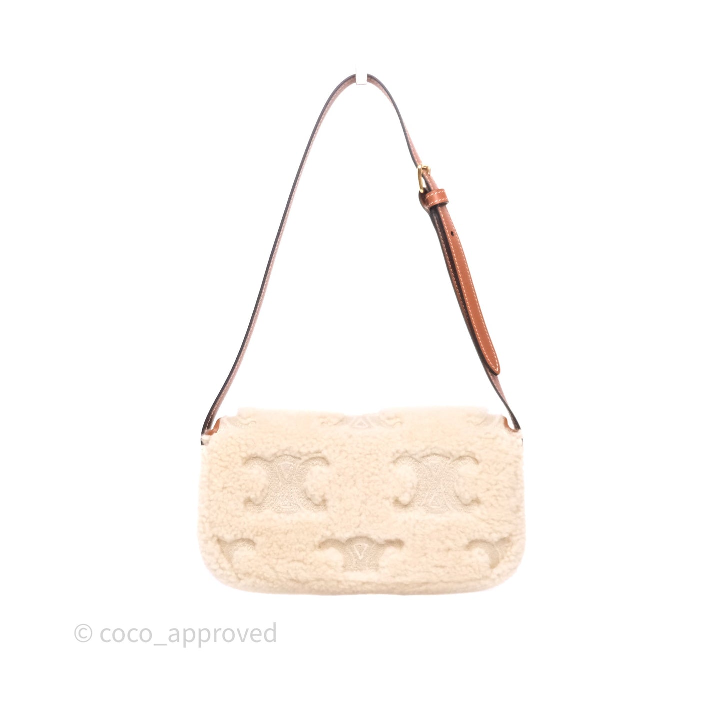 Celine Triomphe Shoulder Bag Beige Shearling