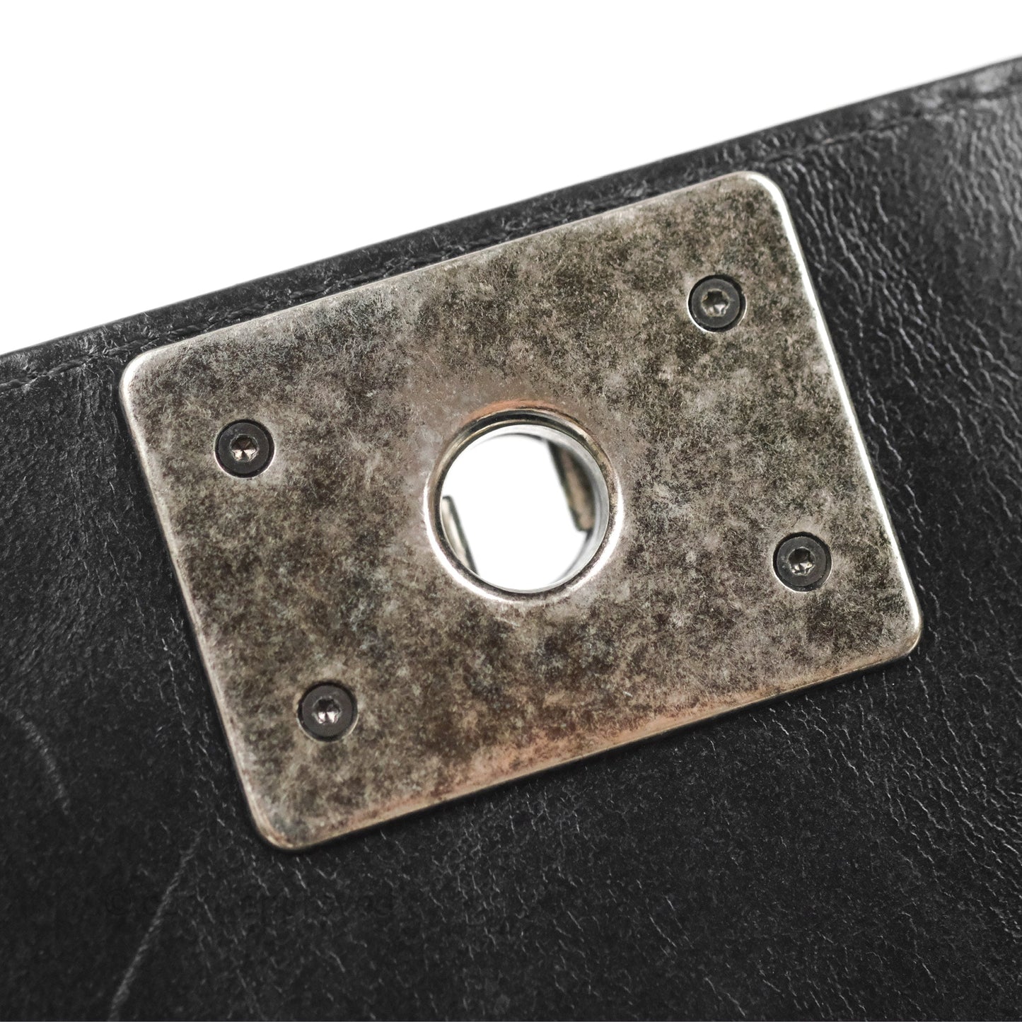 Chanel Small Chain Around Top Handle Boy Black Calfskin Ruthenium Hardware
