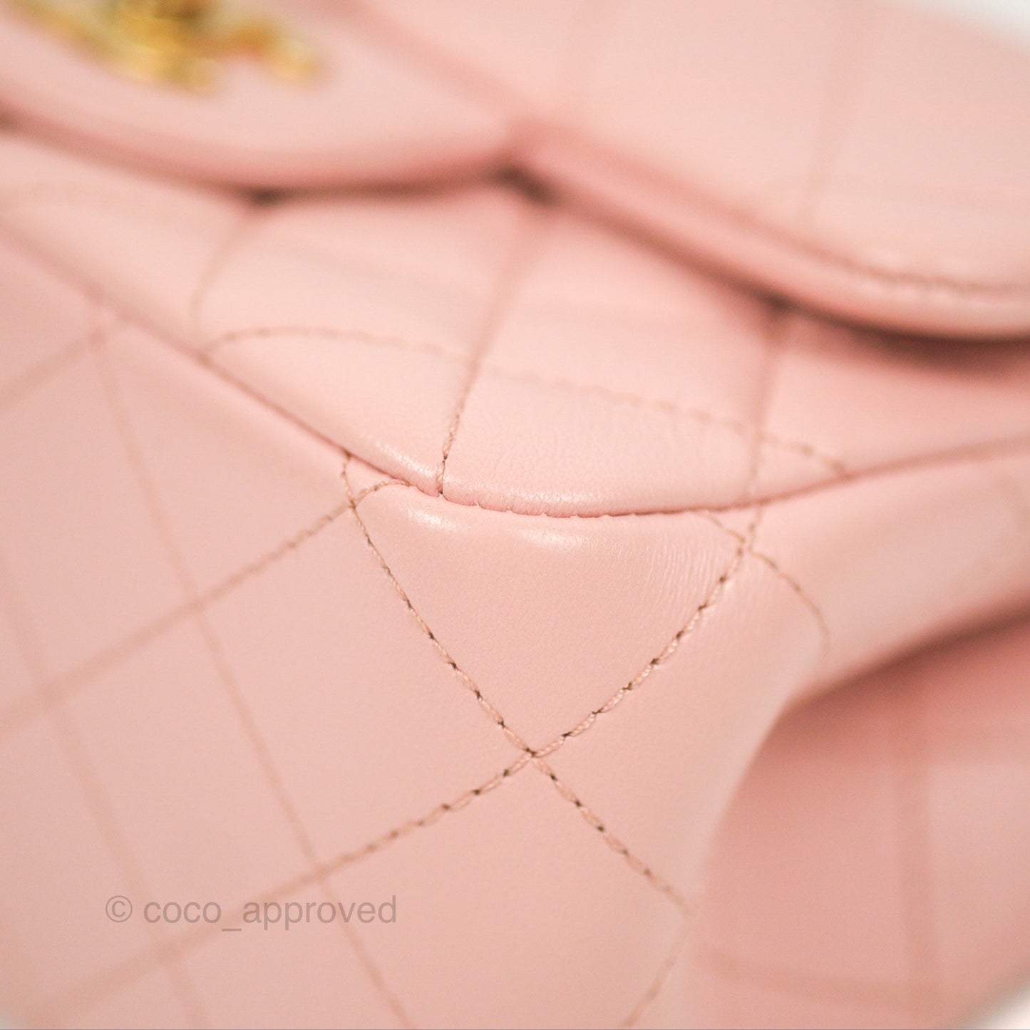 Chanel Quilted Mini Square Flap with Camellia Adjustable Chain Pink Clair Lambskin 23S