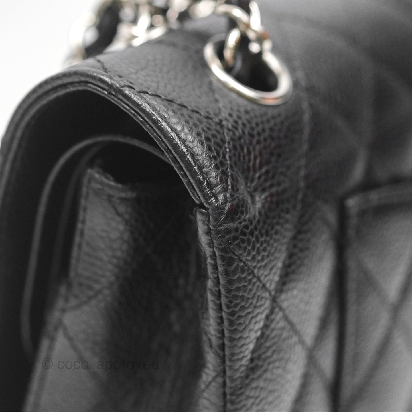 Chanel Classic M/L Medium Flap Quilted Black Caviar Silver Hardware