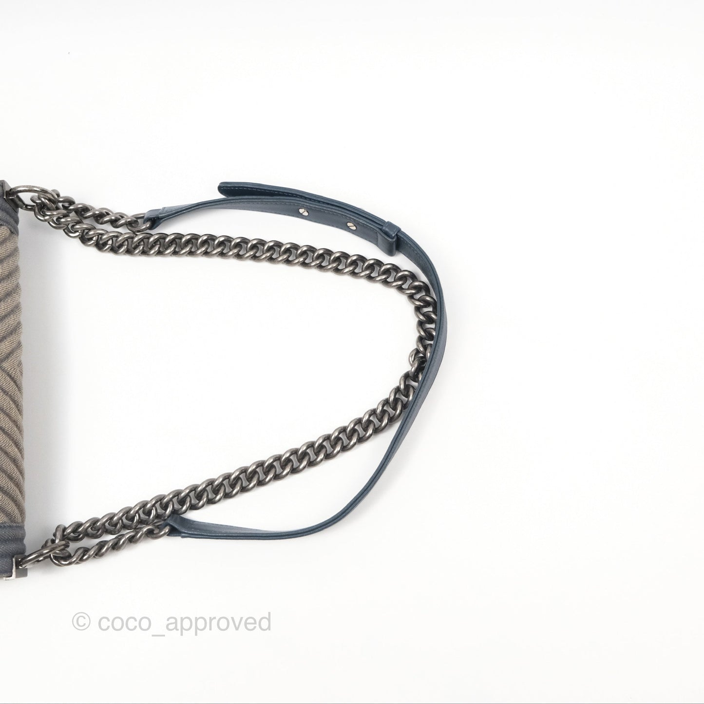 Chanel Medium Chevron Boy Washed Denim Ruthenium Hardware