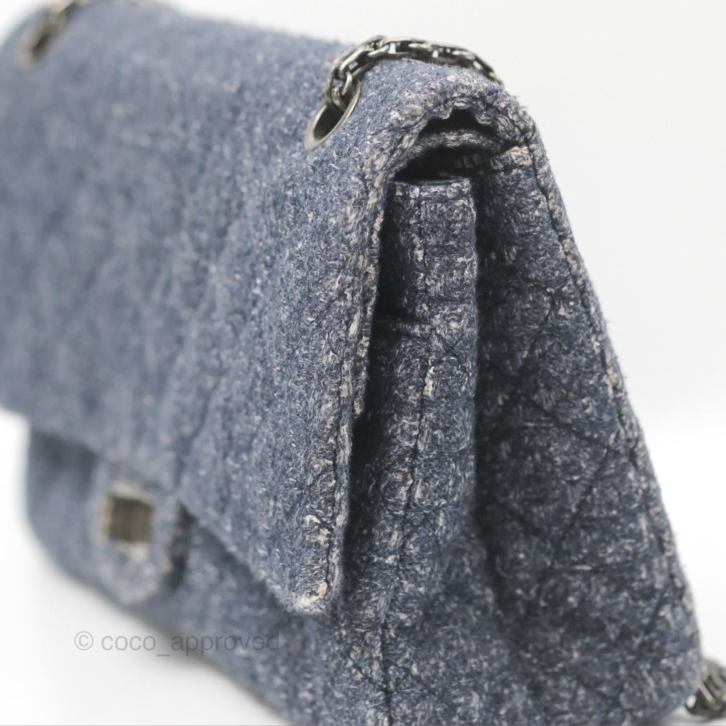 Chanel Reissue 226 Quilted Navy Tweed Ruthenium Hardware