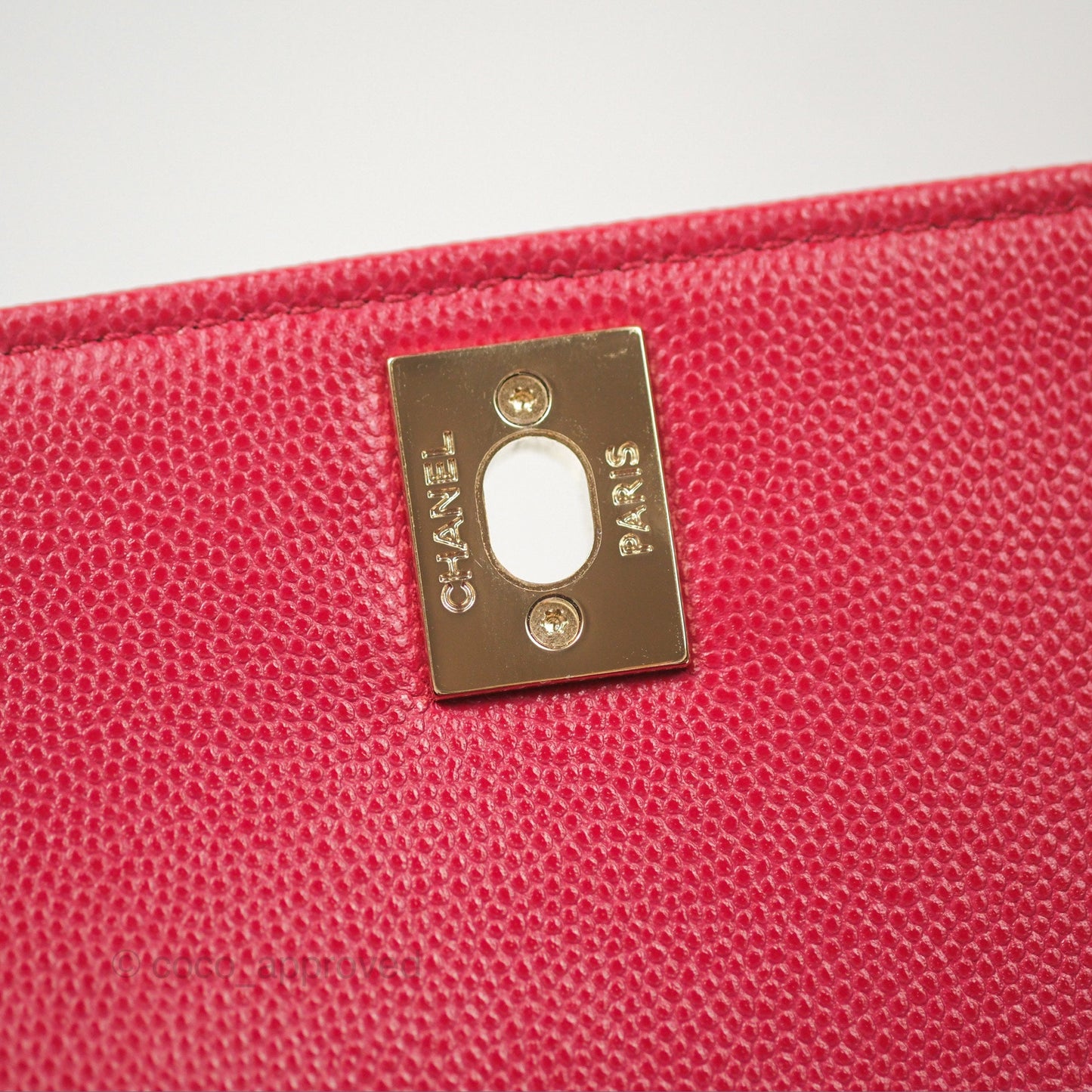Chanel Small Coco Handle Quilted Dark Rose Pink Caviar Gold Hardware 21A