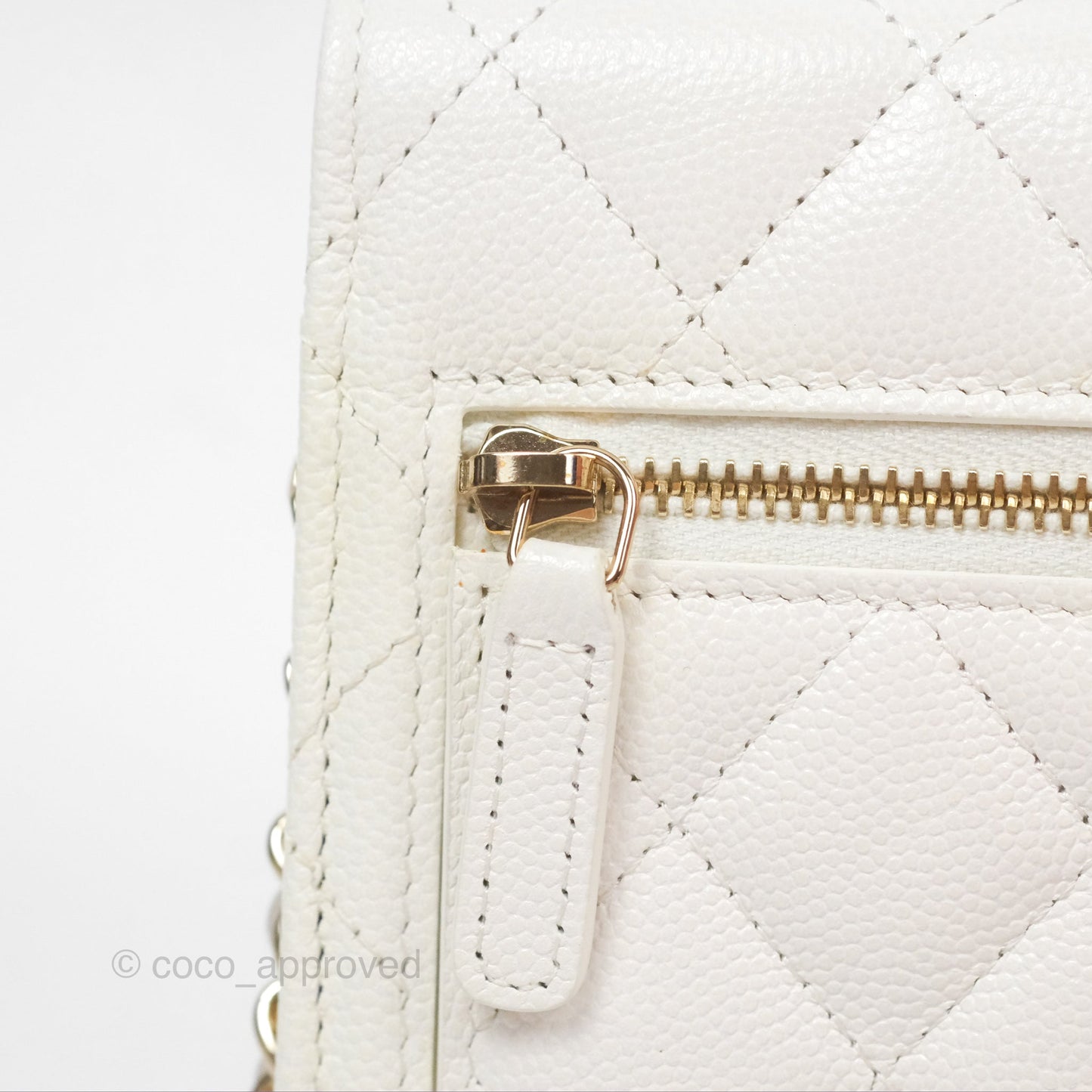 Chanel Quilted Mini Wallet on Chain WOC Ivory Caviar Gold Hardware