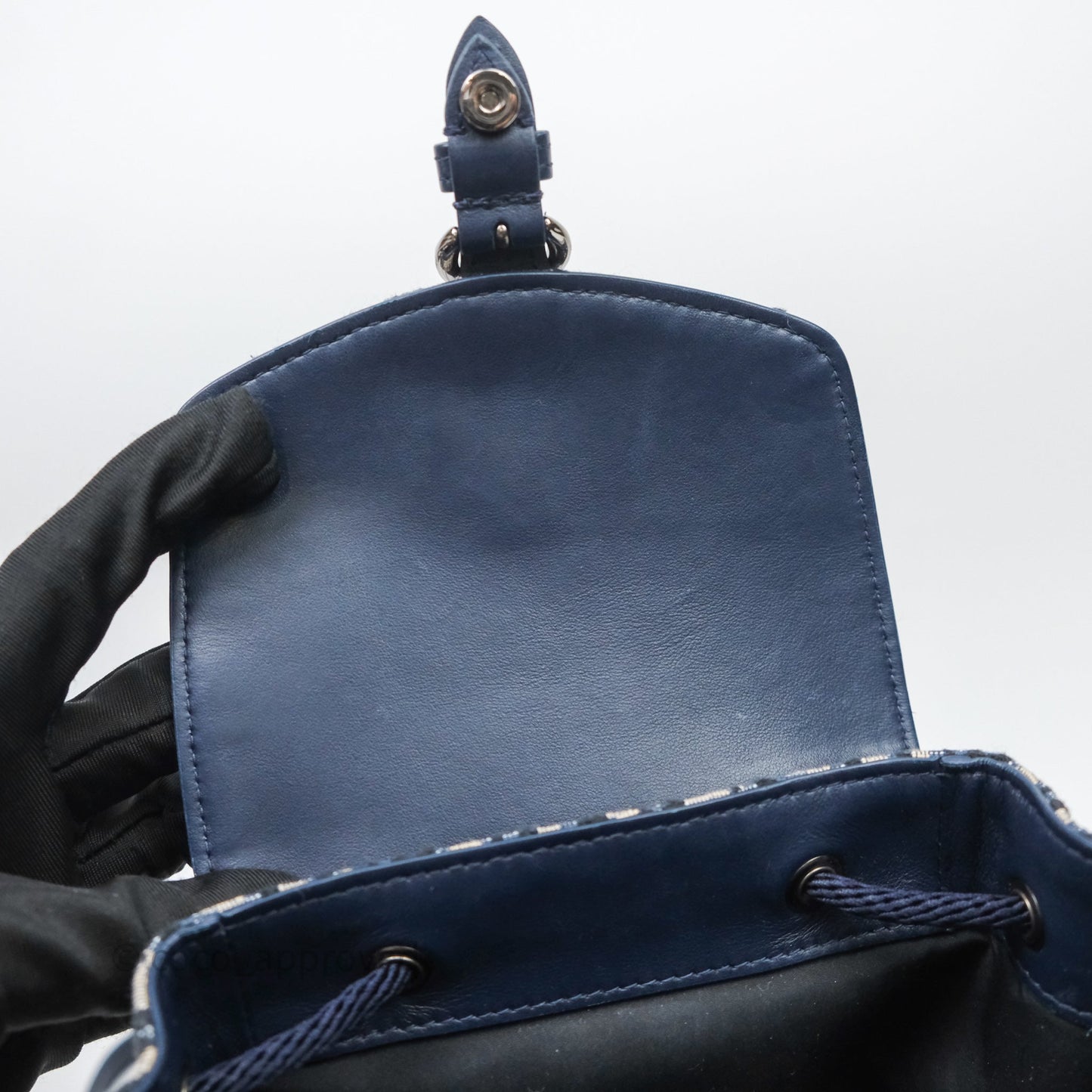 Christian Dior Mini Backpack Oblique Jacquard Beige and Blue