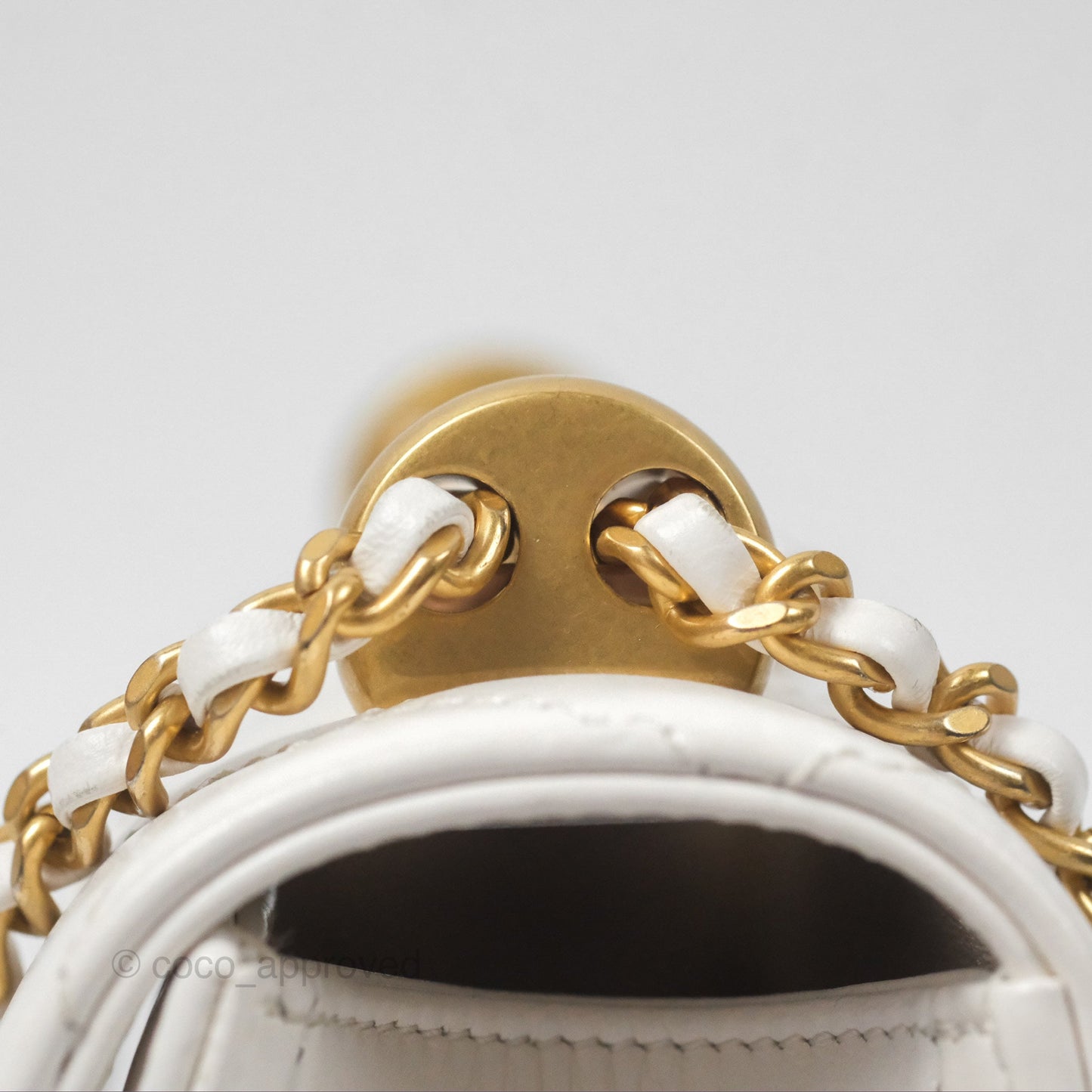 Chanel Quilted Mini Perfect Fit Adjustable White Calfskin Gold Hardware 24C