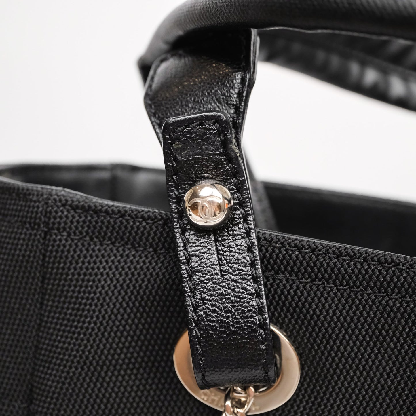 Chanel Quilted Paris Biarritz Tote PM Black Coated Canvas