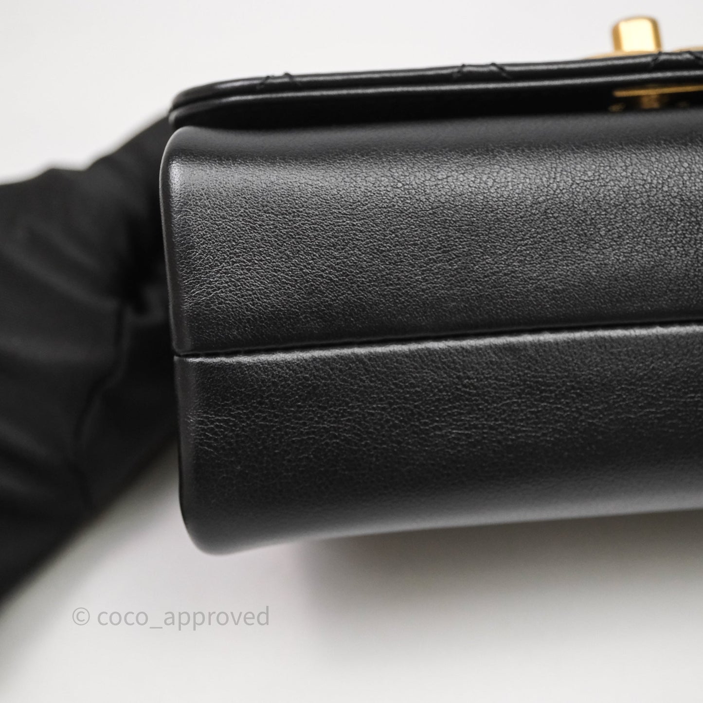 Chanel Pearl Chain Bag Black Calfskin Aged Gold Hardware