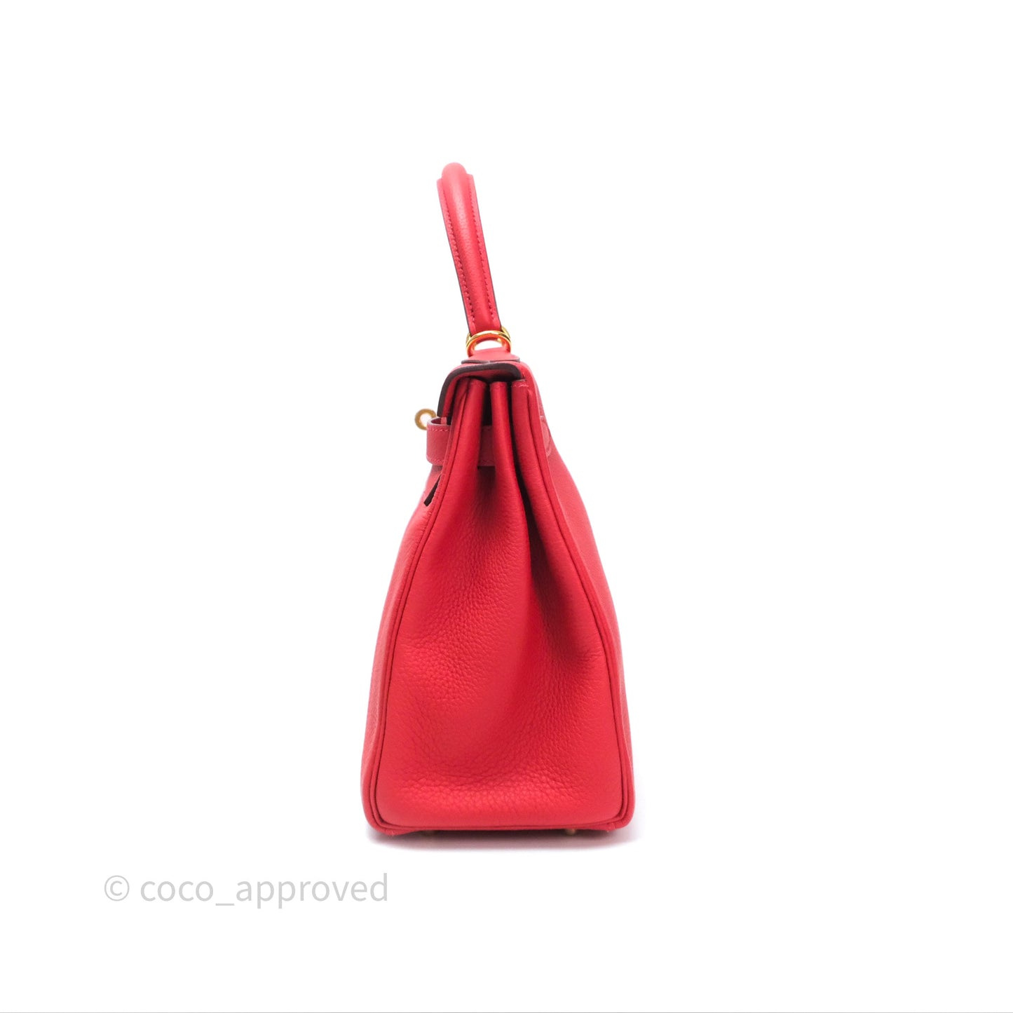 Hermès Kelly 28 Retourne Geranium D5 Togo Gold Hardware