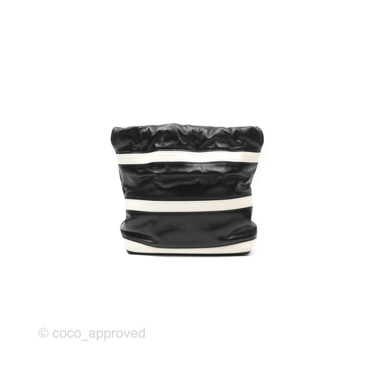 Chanel 22 Mini Bag Striped Black/ White Crumpled Calfskin