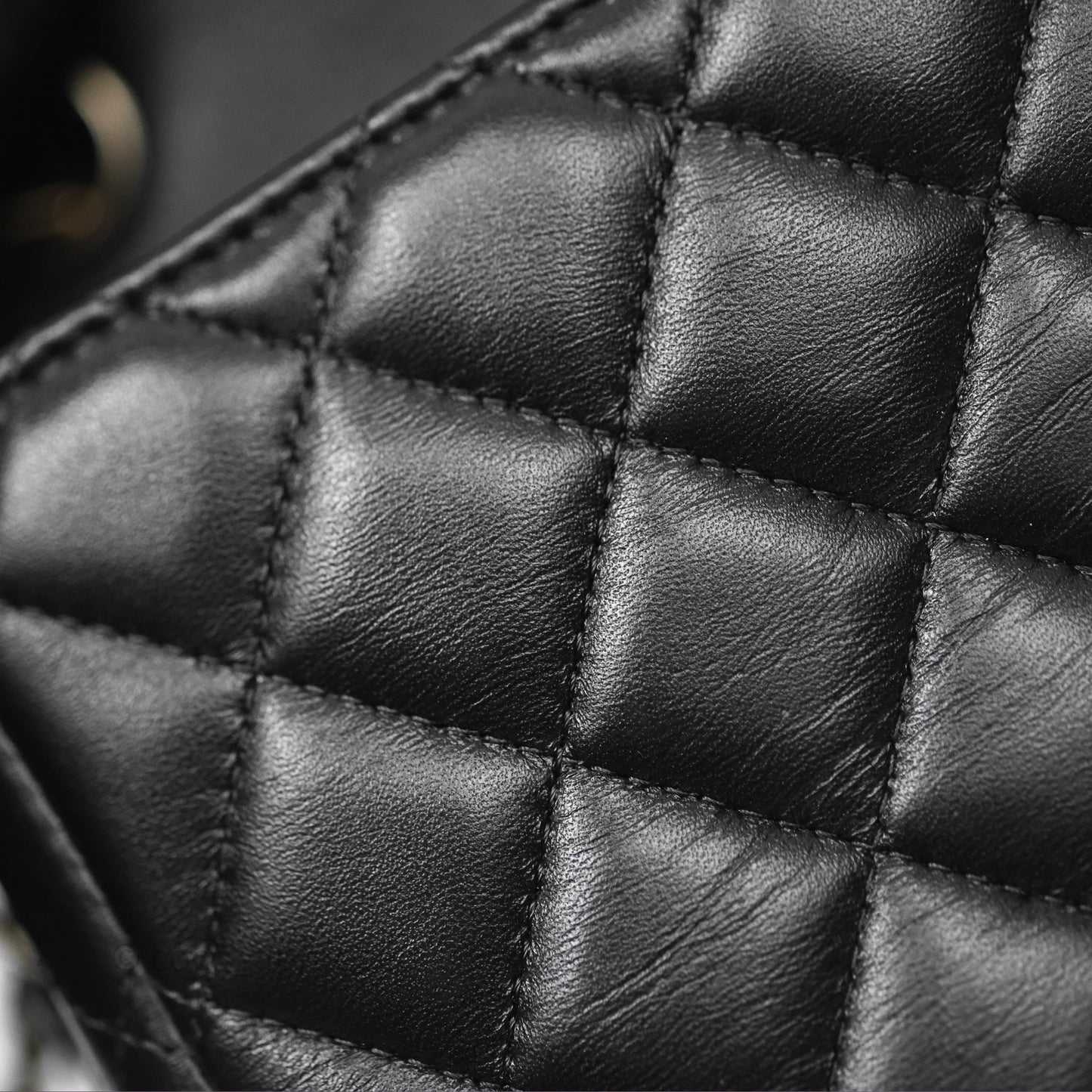 Chanel Mini Square Flap Quilted Black Lambskin Gold Hardware