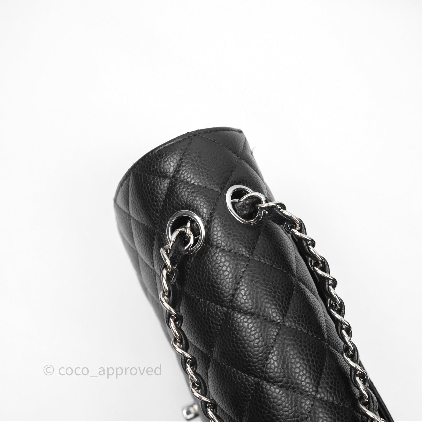 Chanel Classic M/L Medium Flap Quilted Black Caviar Silver Hardware