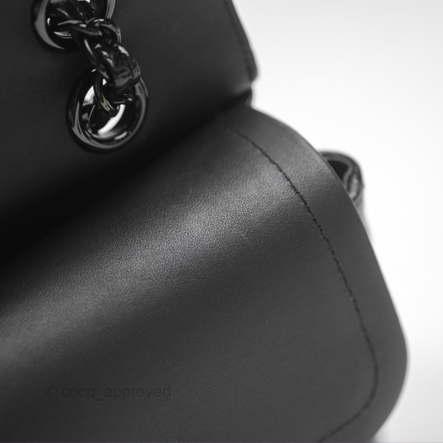 Chanel Classic Chevron M/L Medium Double Flap So Black Patent Calfskin