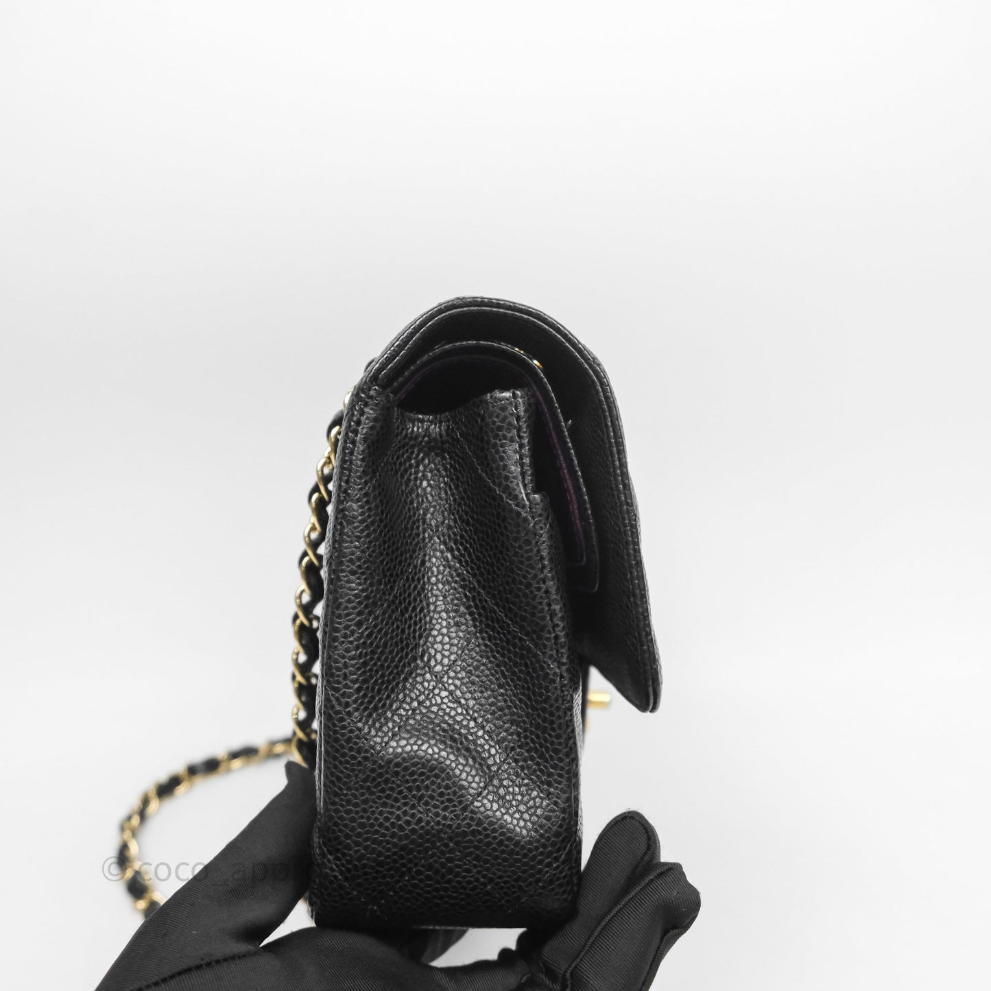Chanel Classic M/L Medium Flap Quilted Black Caviar Gold Hardware