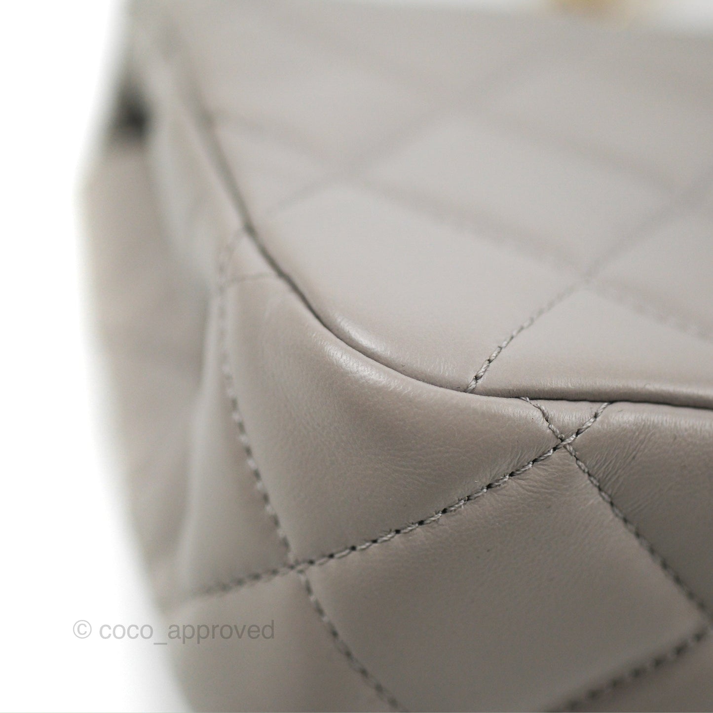 Chanel Flap Bag Grey Clair Lambskin Aged Gold Hardware 22B
